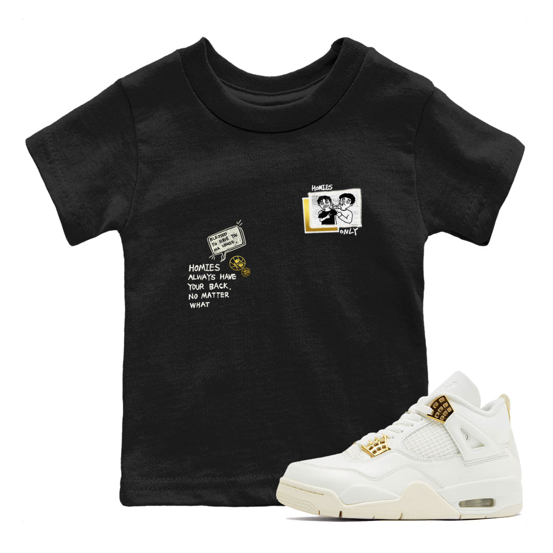 Air Jordan 4 WMNS Sail shirt to match jordans Homies Only sneaker tees 4s Sail Drip Gear Zone baby toddler Black 1 cotton Shirt