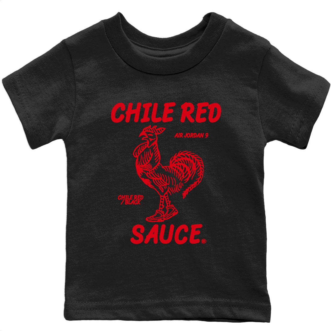 Jordan 9 Chile Red Shirt To Match Jordans Hot Sauce Sneaker Tees Jordan 9 Chile Red Drip Gear Zone Sneaker Matching Clothing Kids Shirts