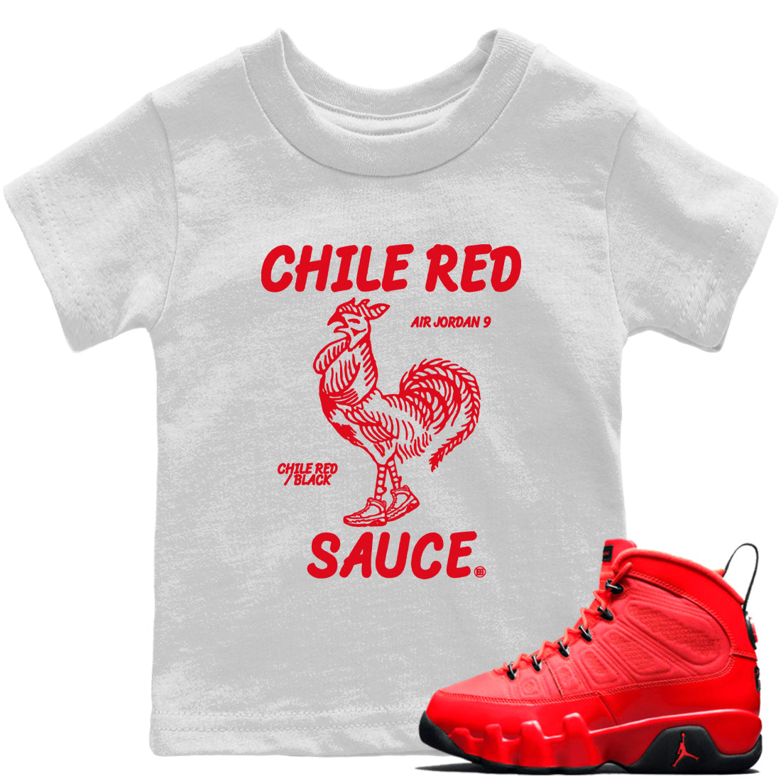 Jordan 9 Chile Red Shirt To Match Jordans Hot Sauce Sneaker Tees Jordan 9 Chile Red Drip Gear Zone Sneaker Matching Clothing Kids Shirts