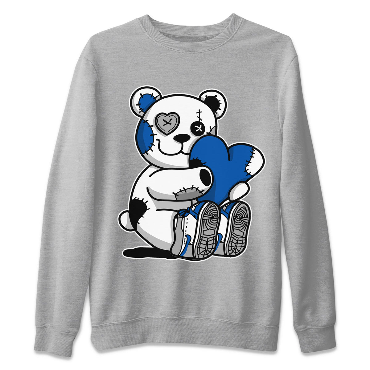 Jordan 1 True Blue Sneaker Matching T-Shirt Hugging Bear Sneaker Tees Jordan 1 True Blue Sneaker Release Tees Crew Neck Tees