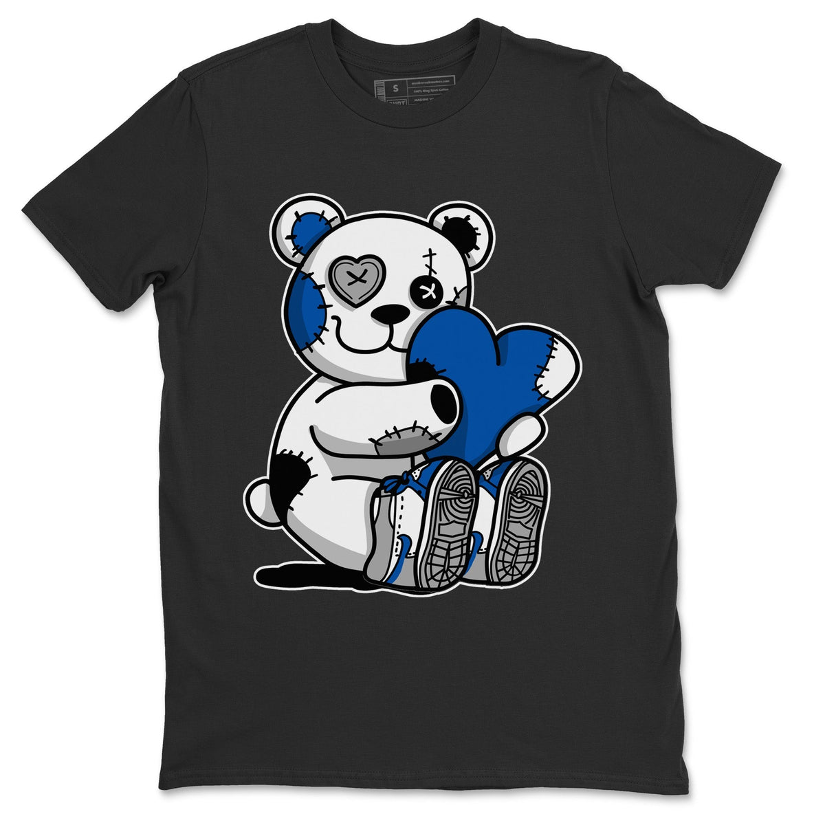 Jordan 1 True Blue Sneaker Matching T-Shirt Hugging Bear Sneaker Tees Jordan 1 True Blue Sneaker Release Tees Crew Neck Tees