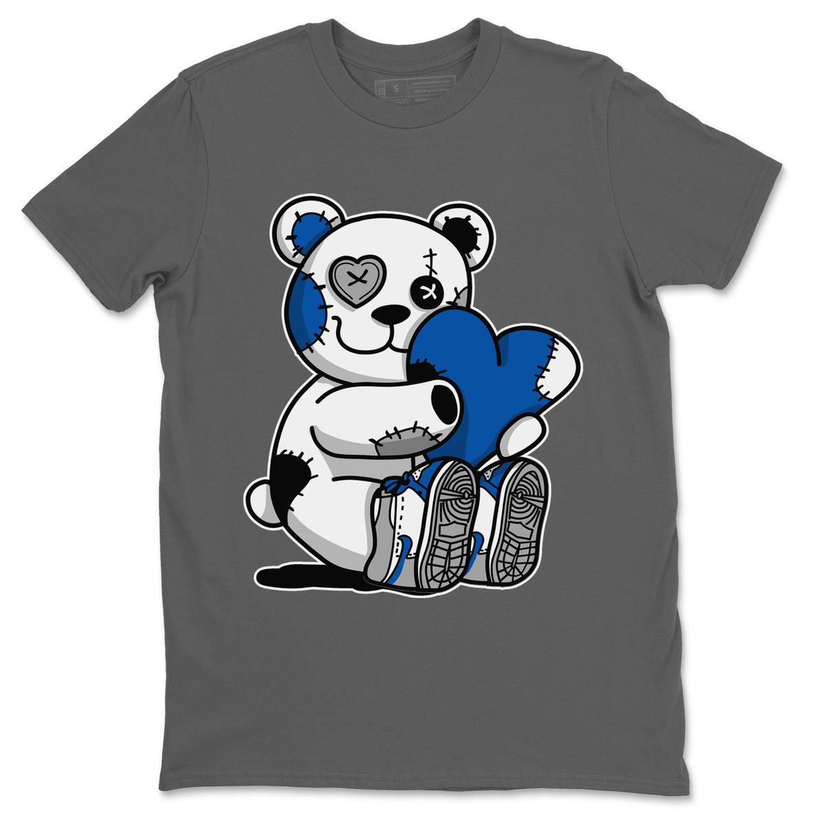 Jordan 1 True Blue Sneaker Matching T-Shirt Hugging Bear Sneaker Tees Jordan 1 True Blue Sneaker Release Tees Crew Neck Tees