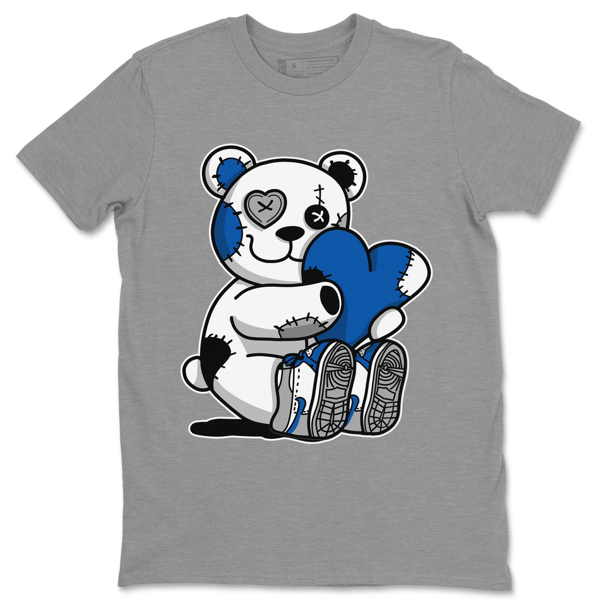 Jordan 1 True Blue Sneaker Matching T-Shirt Hugging Bear Sneaker Tees Jordan 1 True Blue Sneaker Release Tees Crew Neck Tees