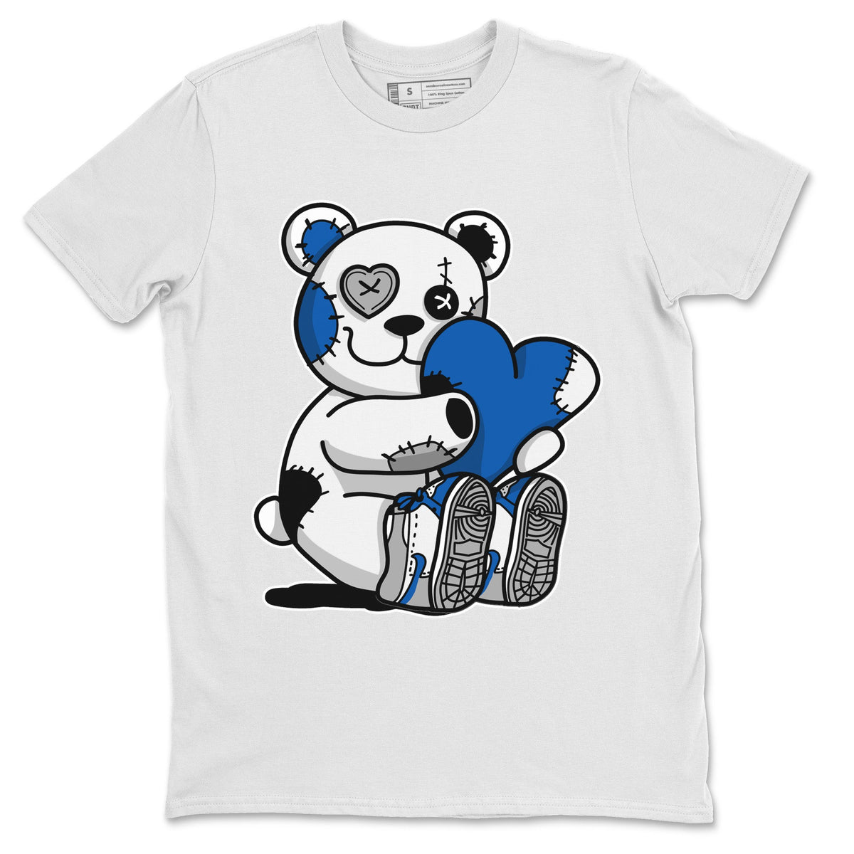 Jordan 1 True Blue Sneaker Matching T-Shirt Hugging Bear Sneaker Tees Jordan 1 True Blue Sneaker Release Tees Crew Neck Tees