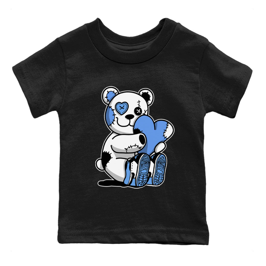 Air Jordan 1 Retro High OG UNC Toe shirt to match jordans Hugging Bear Streetwear Sneaker Shirt UNC Toe 1s Drip Gear Zone Sneaker Matching Clothing Baby Toddler Black 2 T-Shirt