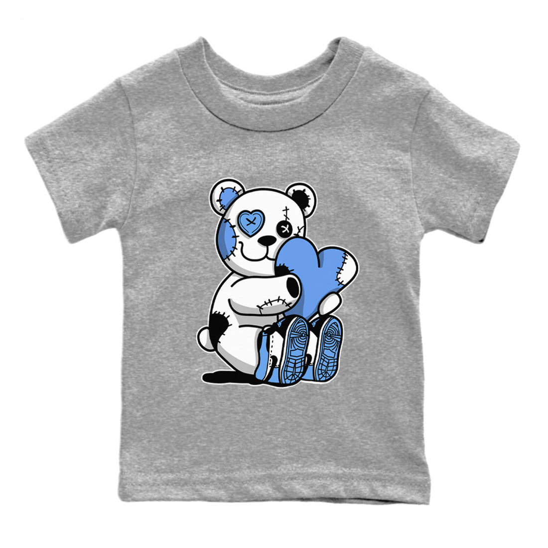 Air Jordan 1 Retro High OG UNC Toe shirt to match jordans Hugging Bear Streetwear Sneaker Shirt UNC Toe 1s Drip Gear Zone Sneaker Matching Clothing Baby Toddler Heather Grey 2 T-Shirt