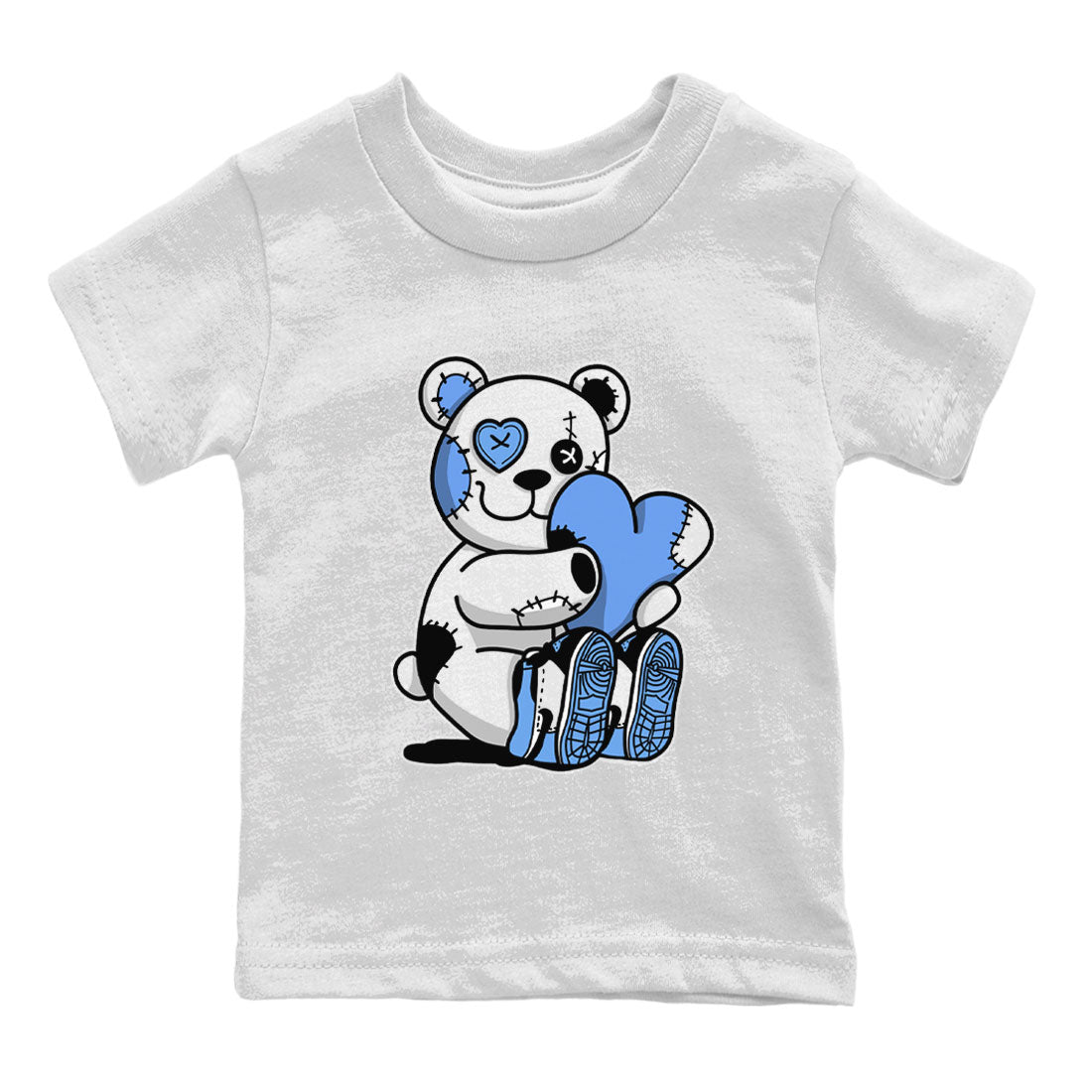 Air Jordan 1 Retro High OG UNC Toe shirt to match jordans Hugging Bear Streetwear Sneaker Shirt UNC Toe 1s Drip Gear Zone Sneaker Matching Clothing Baby Toddler White 2 T-Shirt