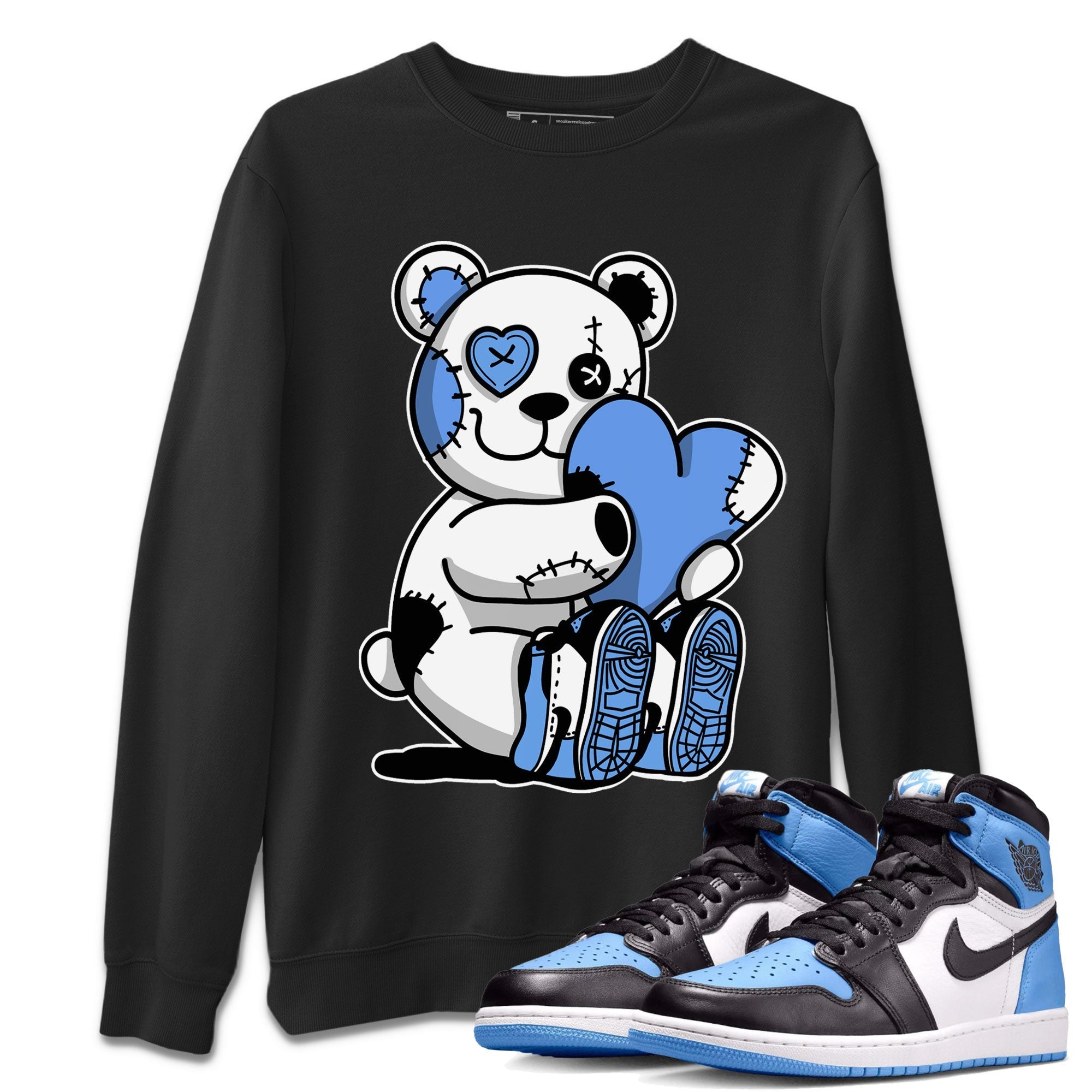 Air Jordan 1 Retro High OG UNC Toe shirt to match jordans Hugging Bear Streetwear Sneaker Shirt UNC Toe 1s Drip Gear Zone Sneaker Matching Clothing Unisex Black 1 T-Shirt