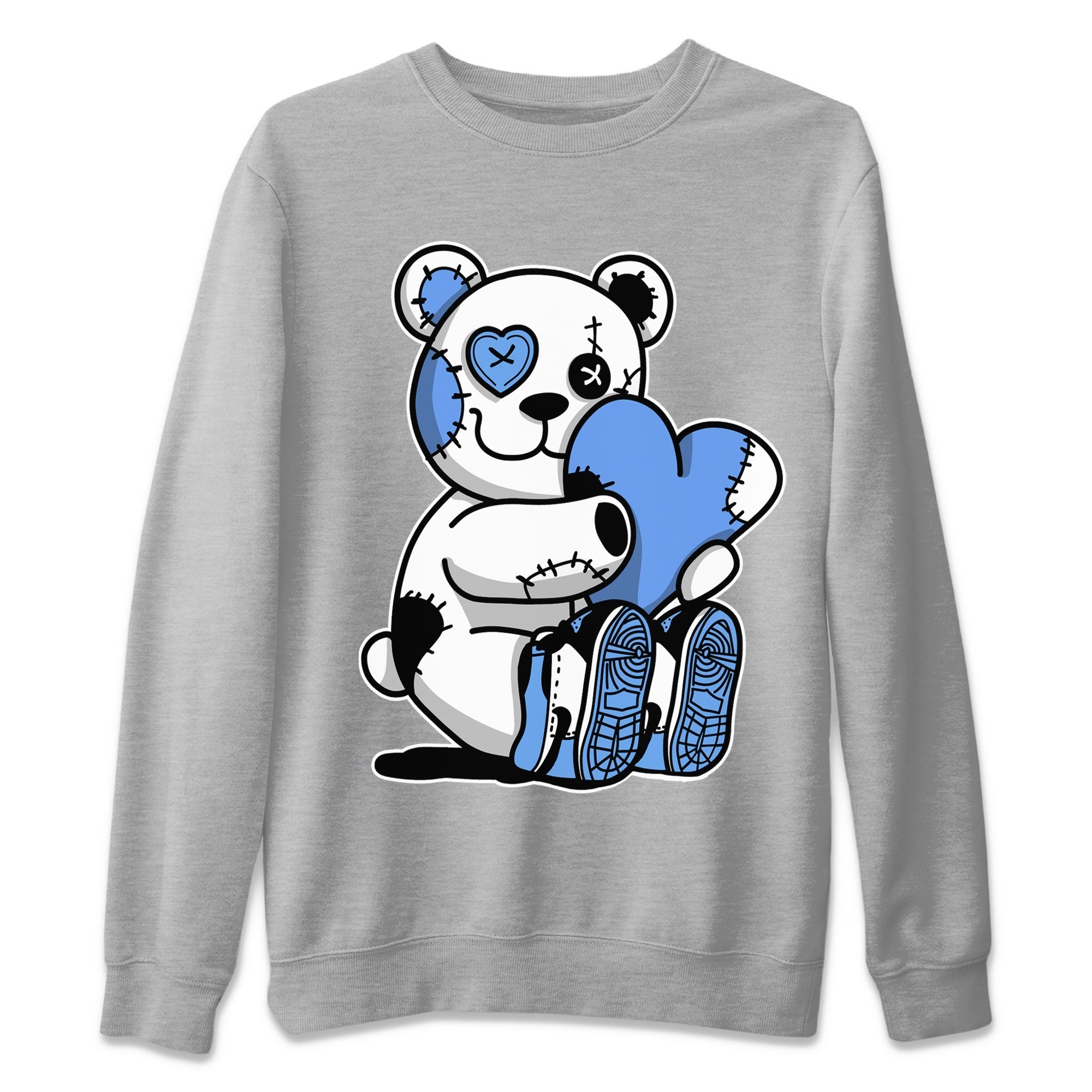 Air Jordan 1 Retro High OG UNC Toe shirt to match jordans Hugging Bear Streetwear Sneaker Shirt UNC Toe 1s Drip Gear Zone Sneaker Matching Clothing Unisex Heather Grey 2 T-Shirt