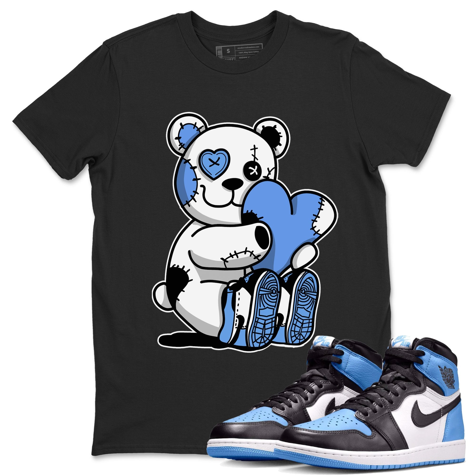 Air Jordan 1 Retro High OG UNC Toe shirt to match jordans Hugging Bear Streetwear Sneaker Shirt UNC Toe 1s Drip Gear Zone Sneaker Matching Clothing Unisex Black 1 T-Shirt