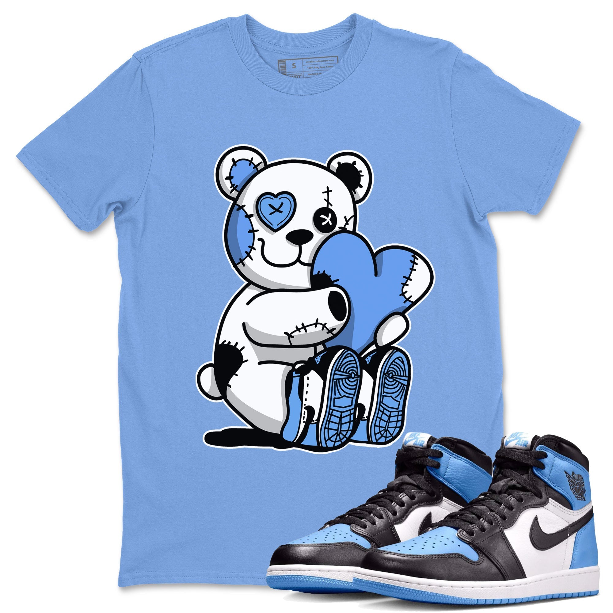 Air Jordan 1 Retro High OG UNC Toe shirt to match jordans Hugging Bear Streetwear Sneaker Shirt UNC Toe 1s Drip Gear Zone Sneaker Matching Clothing Unisex Carolina Blue 1 T-Shirt