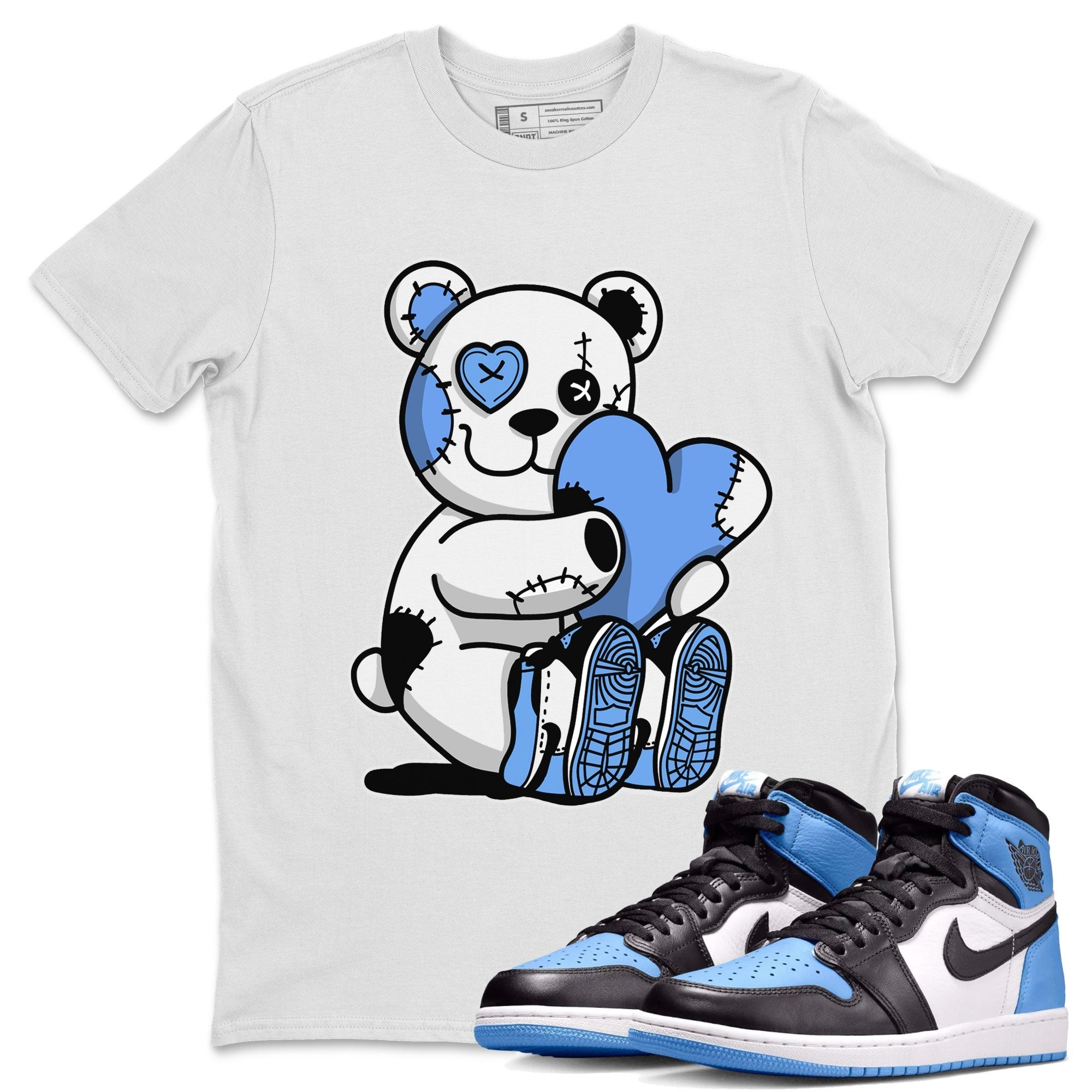Air Jordan 1 Retro High OG UNC Toe shirt to match jordans Hugging Bear Streetwear Sneaker Shirt UNC Toe 1s Drip Gear Zone Sneaker Matching Clothing Unisex White 1 T-Shirt