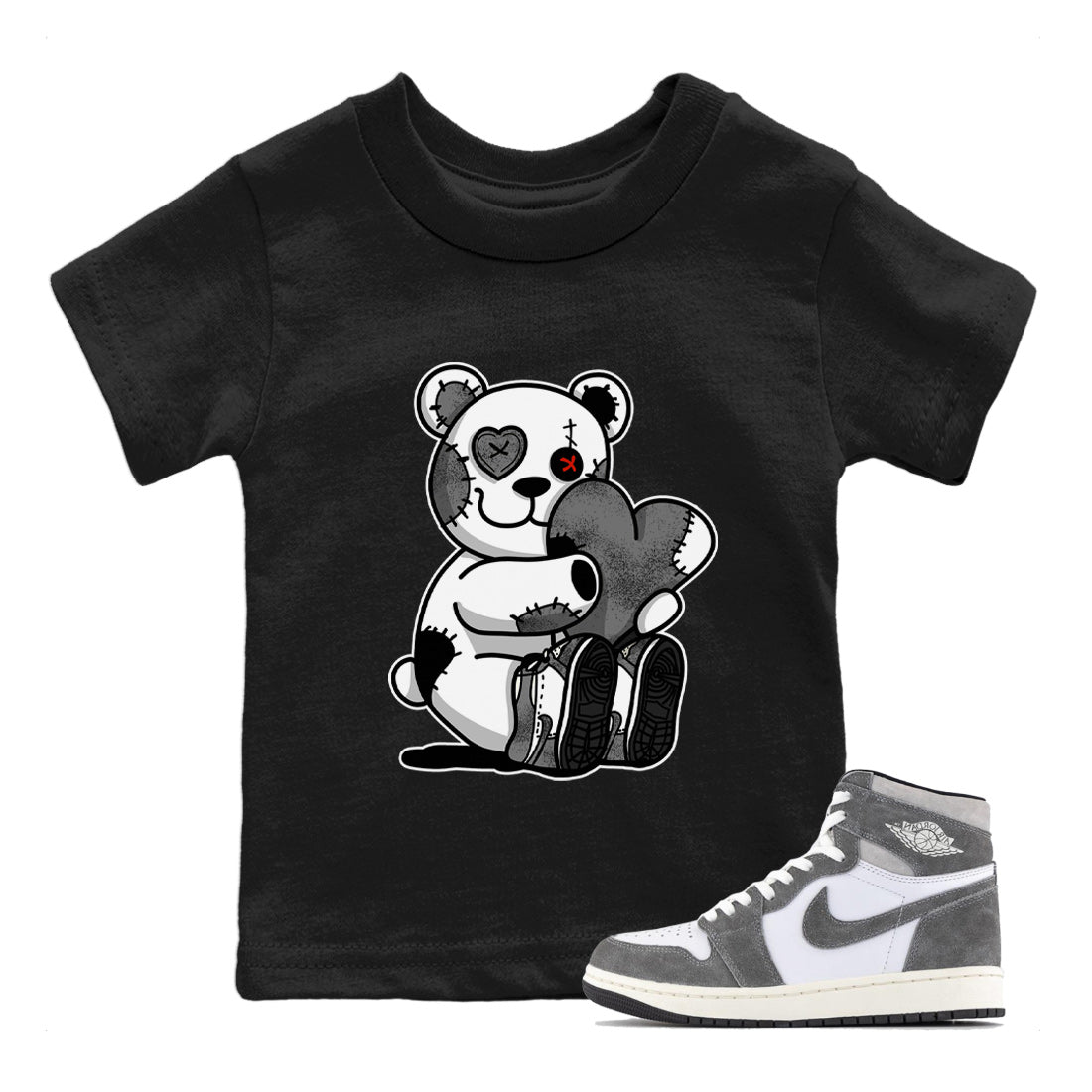 Air Jordan 1 Washed Heritage Sneaker Match Tees Hugging Bear Streetwear Sneaker Shirt Air Jordan 1 Washed Heritage T-Shirt Kids Shirts Black 1