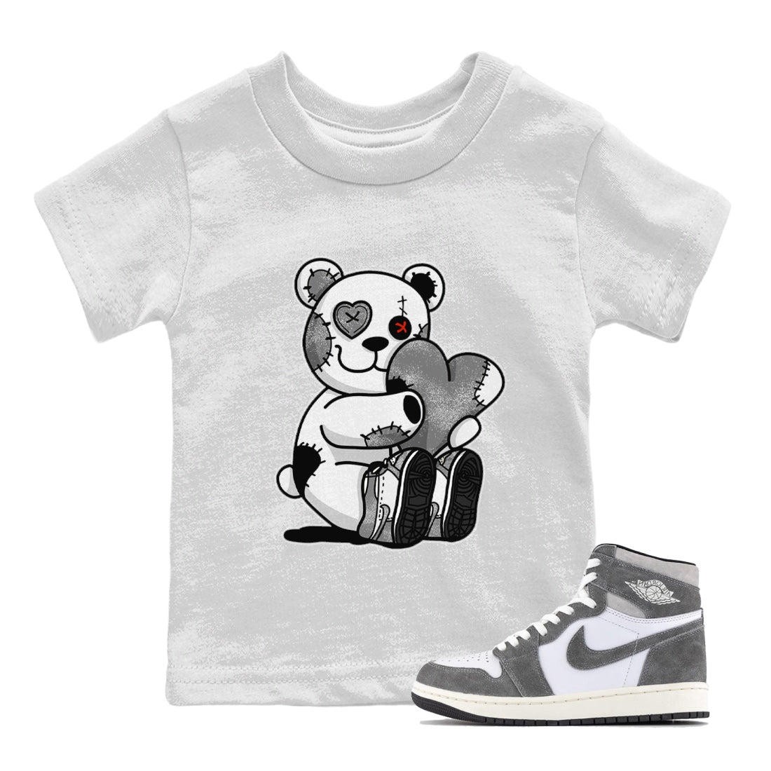 Air Jordan 1 Washed Heritage Sneaker Match Tees Hugging Bear Streetwear Sneaker Shirt Air Jordan 1 Washed Heritage T-Shirt Kids Shirts White 1