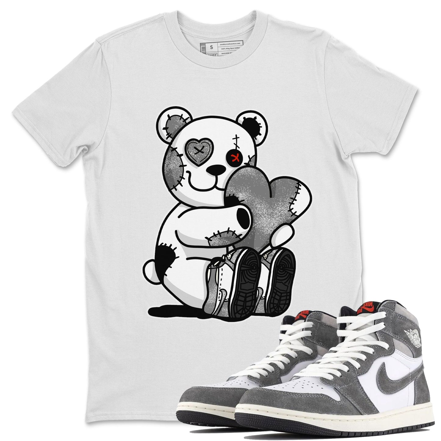 Air Jordan 1 Washed Heritage Sneaker Match Tees Hugging Bear Streetwear Sneaker Shirt Air Jordan 1 Washed Heritage T-Shirt Unisex Shirts White 1