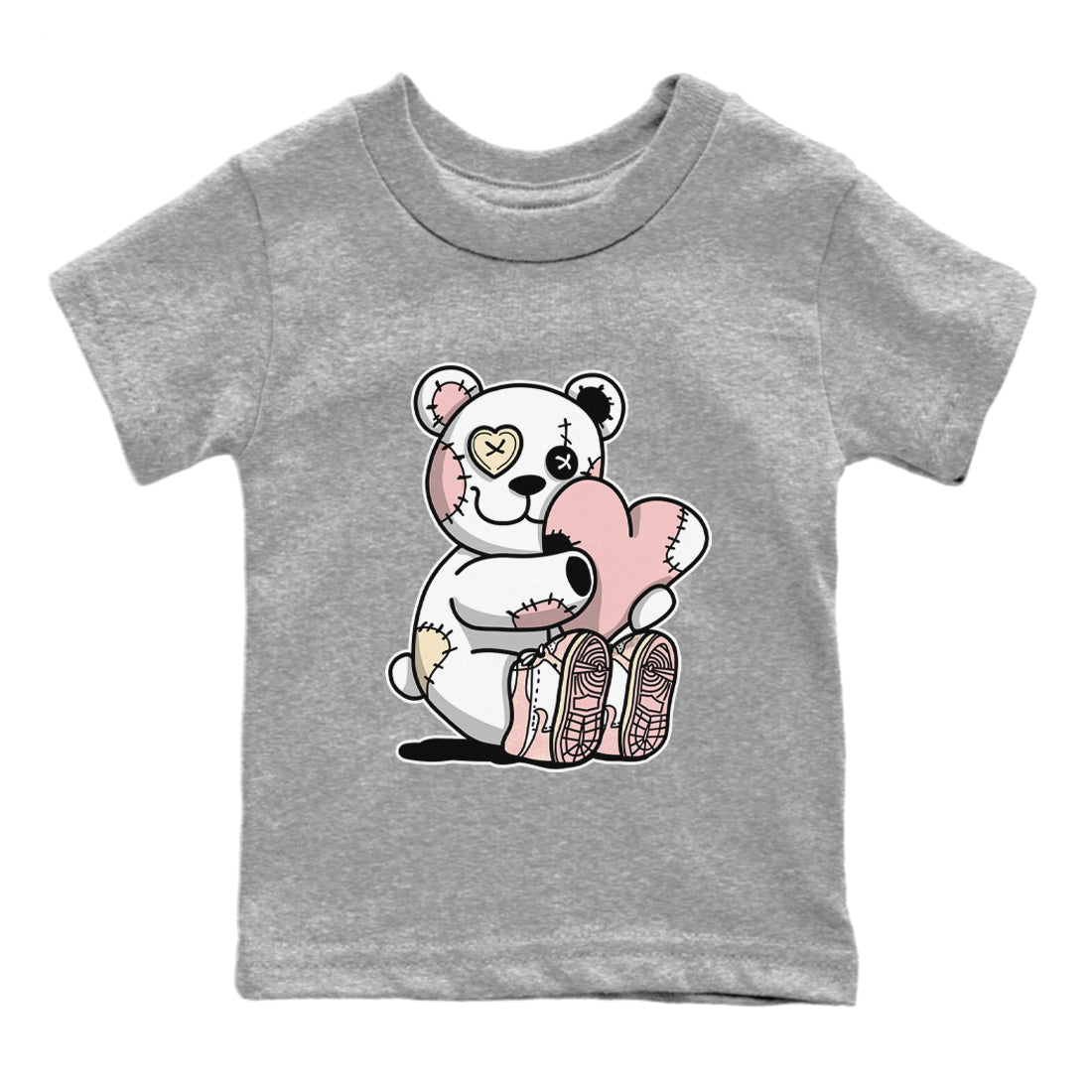 Air Jordan 1 Washed Pink Sneaker Match Tees Hugging Bear Streetwear Sneaker Shirt Air Jordan 1 WMNS Washed Pink Tees Kids Shirts Heather Grey 2