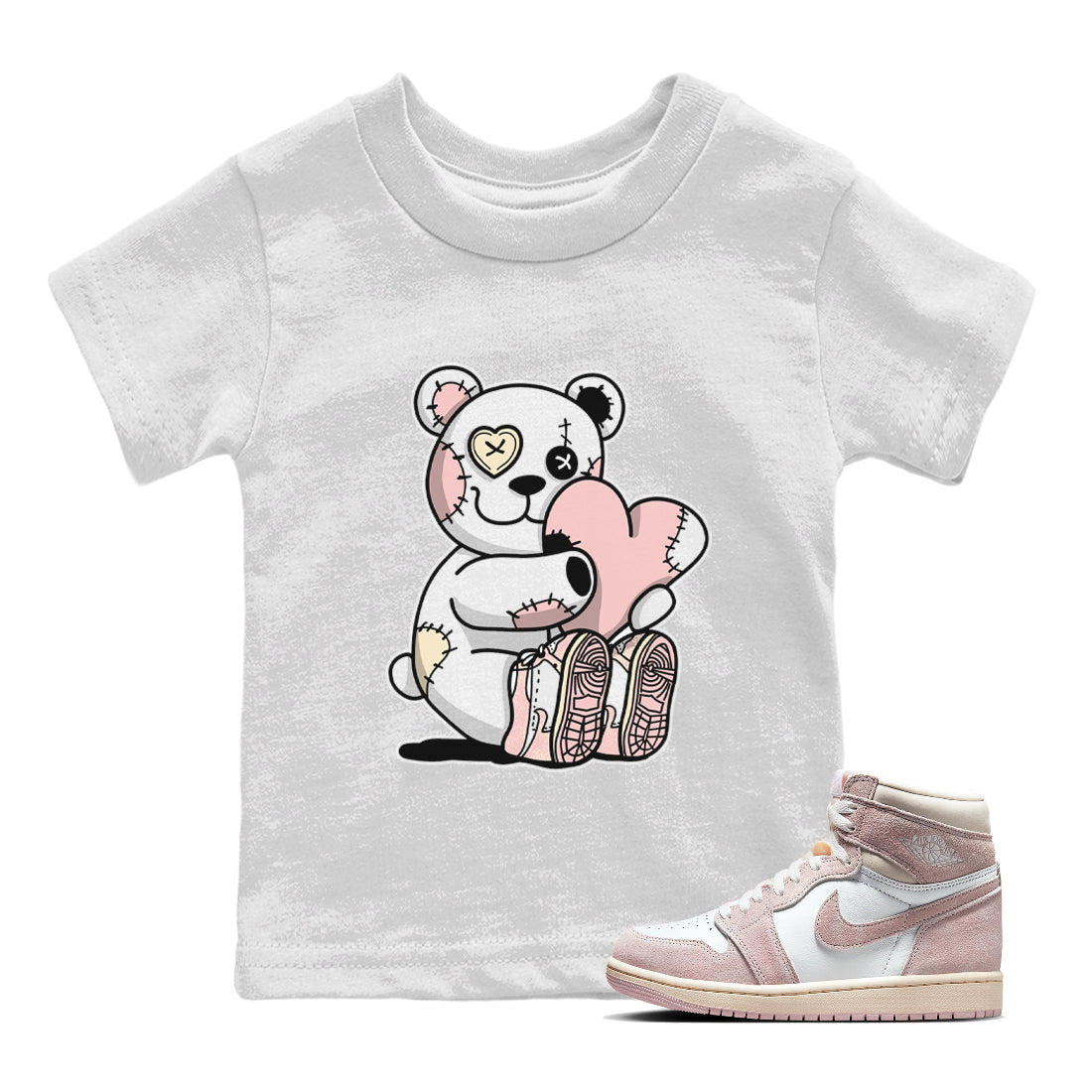 Air Jordan 1 Washed Pink Sneaker Match Tees Hugging Bear Streetwear Sneaker Shirt Air Jordan 1 WMNS Washed Pink Tees Kids Shirts White 1