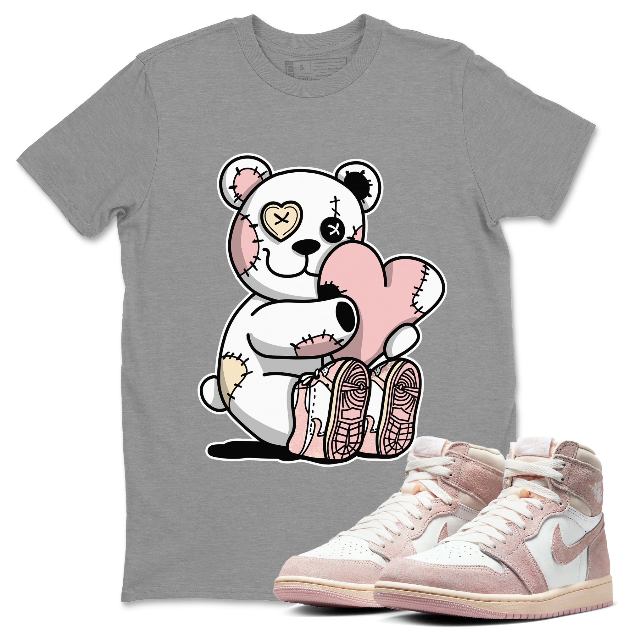 Air Jordan 1 Washed Pink Sneaker Match Tees Hugging Bear Streetwear Sneaker Shirt Air Jordan 1 WMNS Washed Pink Tees Unisex Shirts Heather Grey 1