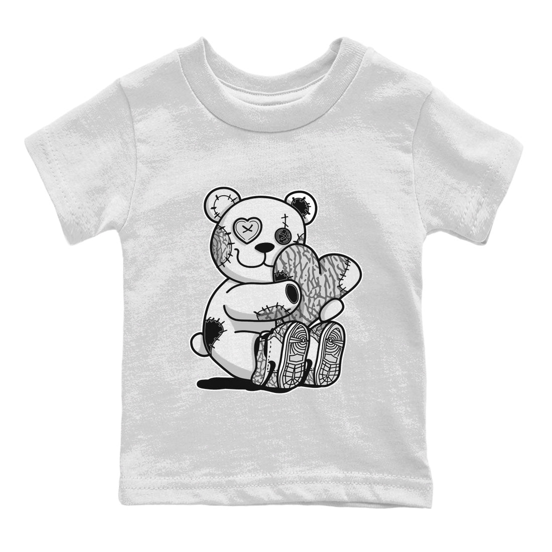Jordan 1 White Cement Sneaker Matching T-Shirt Hugging Bear Sneaker Tees Jordan 1 White Cement Sneaker Release Tees Kids Shirts