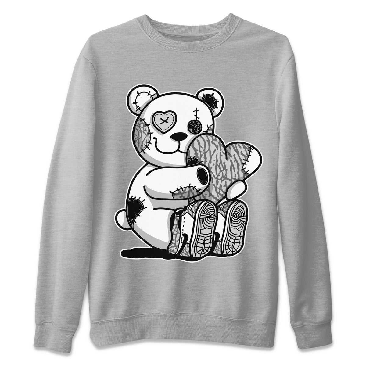 Jordan 1 White Cement Sneaker Matching T-Shirt Hugging Bear Sneaker Tees Jordan 1 White Cement Sneaker Release Tees Crew Neck Tees