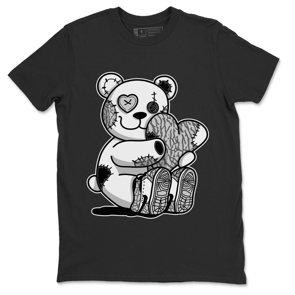 Jordan 1 White Cement Sneaker Matching T-Shirt Hugging Bear Sneaker Tees Jordan 1 White Cement Sneaker Release Tees Crew Neck Tees