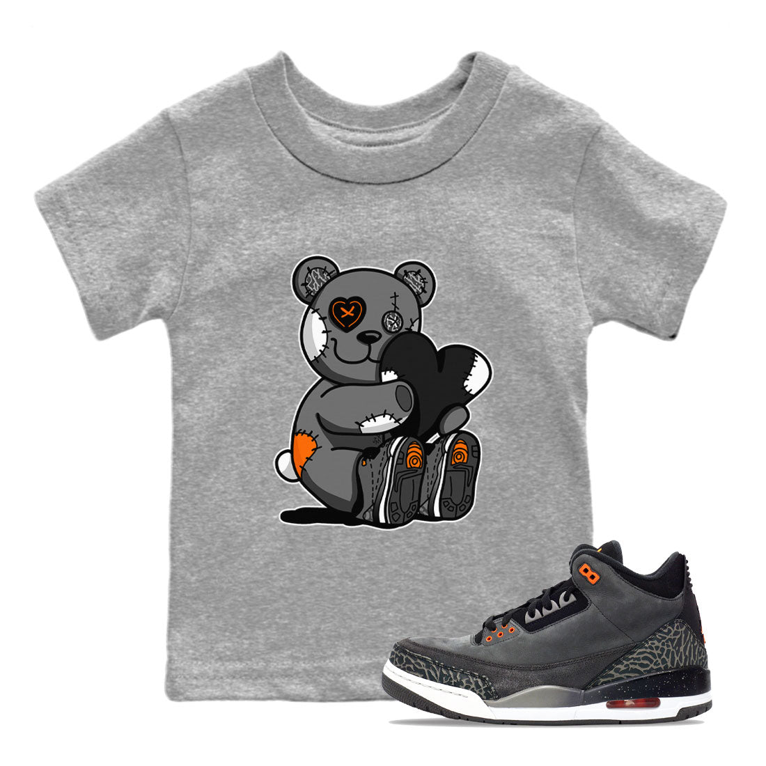 Air Jordan 3 Fear shirt to match jordans Hugging Bear sneaker tees Air Jordan 3 Retro Fear Drip Gear Zone Crew Neck T-ShirtBaby Toddler Heather Grey 1 T-Shirt