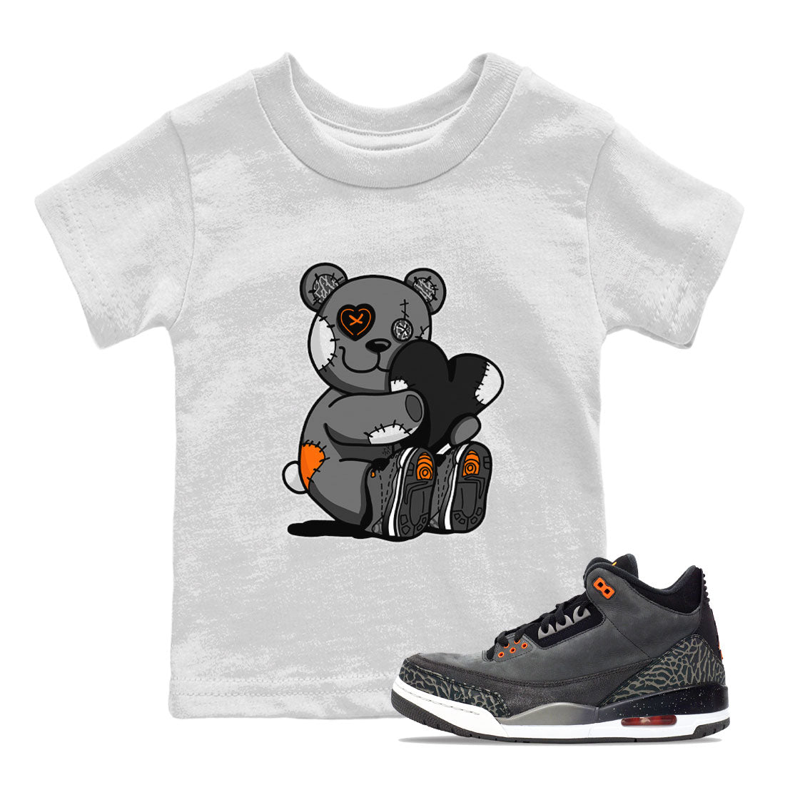 Air Jordan 3 Fear shirt to match jordans Hugging Bear sneaker tees Air Jordan 3 Retro Fear Drip Gear Zone Crew Neck T-ShirtBaby Toddler White 1 T-Shirt
