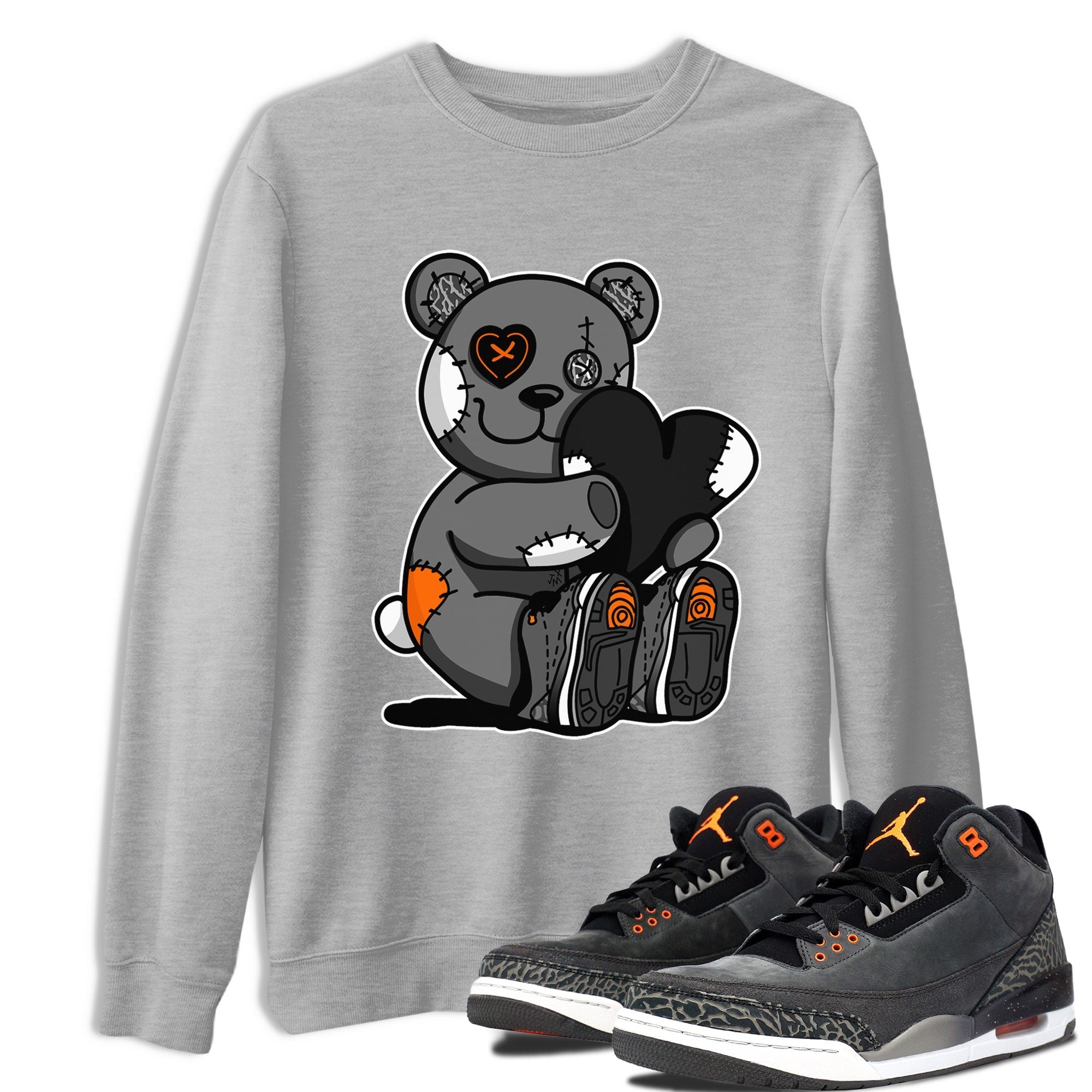Air Jordan 3 Fear shirt to match jordans Hugging Bear sneaker tees Air Jordan 3 Retro Fear Drip Gear Zone Crew Neck T-ShirtUnisex Heather Grey 1 T-Shirt