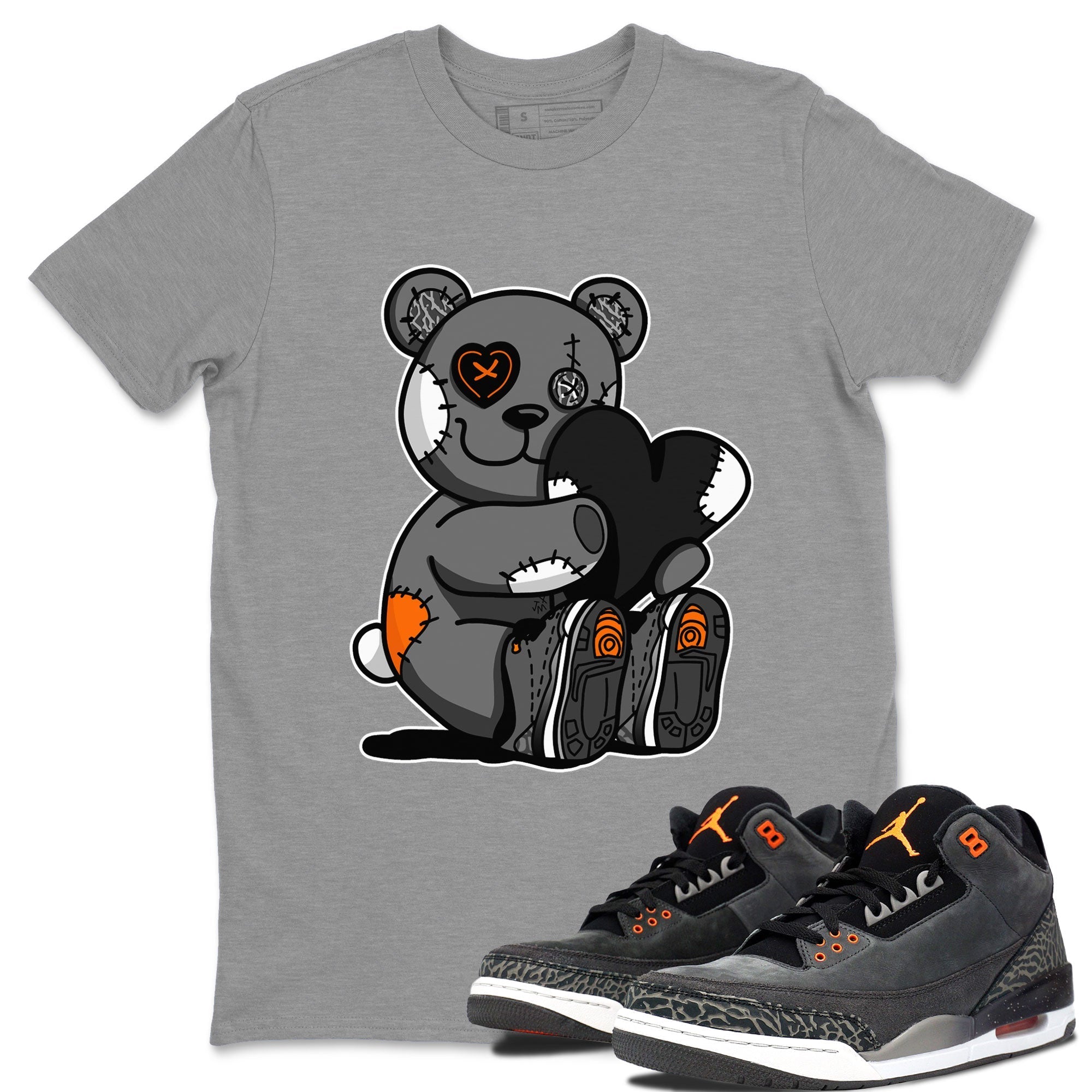 Air Jordan 3 Fear shirt to match jordans Hugging Bear sneaker tees Air Jordan 3 Retro Fear Drip Gear Zone Crew Neck T-ShirtUnisex Heather Grey 1 T-Shirt