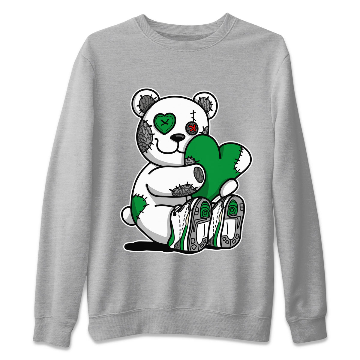 Air Jordan 3 Lucky Green Sneaker Match Tees Hugging Bear Streetwear Sneaker Shirt Jordan 3 Retro Lucky Green Sneaker Release Tees Unisex Shirts Heather Grey 2