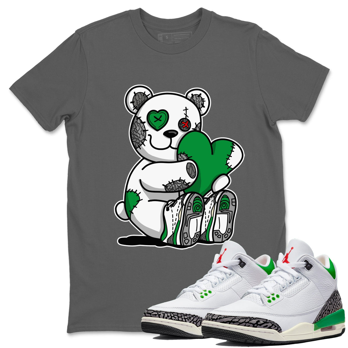 Air Jordan 3 Lucky Green Sneaker Match Tees Hugging Bear Streetwear Sneaker Shirt Jordan 3 Retro Lucky Green Sneaker Release Tees Unisex Shirts Cool Grey 1