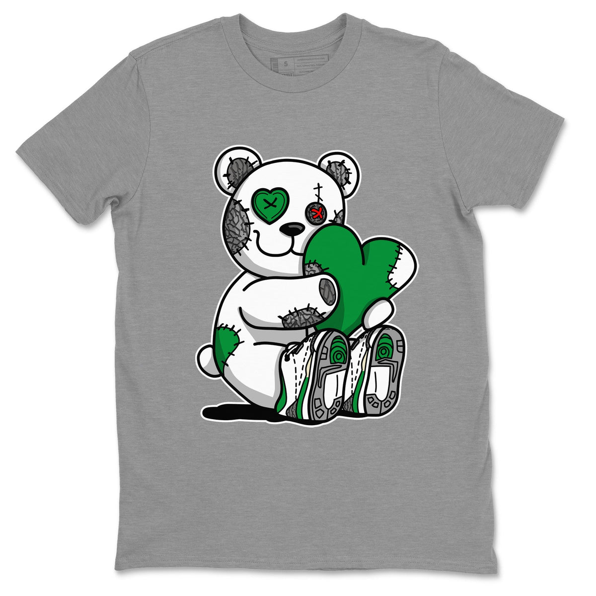 Air Jordan 3 Lucky Green Sneaker Match Tees Hugging Bear Streetwear Sneaker Shirt Jordan 3 Retro Lucky Green Sneaker Release Tees Unisex Shirts Heather Grey 2