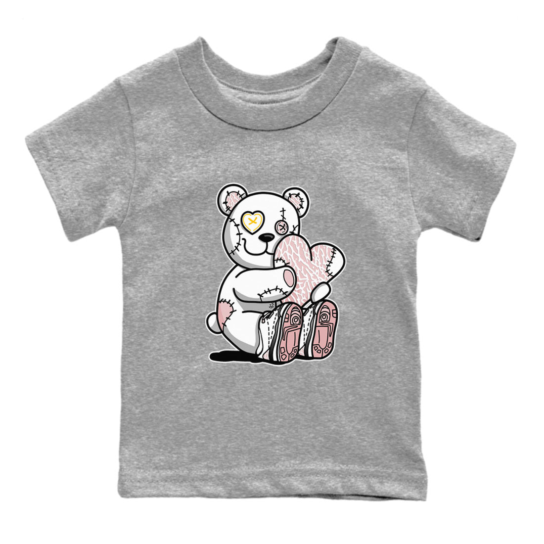 Air Jordan 3 GS Vintage Floral shirt to match jordans Hugging Bear sneaker tees 3s Vintage Floral Drip Gear Zone baby toddler Heather Grey 2 cotton Shirt