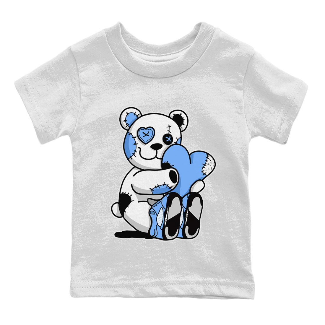 Air Jordan 5 UNC Shirt To Match Jordans Hugging Bear Sneaker Tees Air Jordan 5 Retro UNC Drip Gear Zone Sneaker Matching Clothing Kids Shirts White 2
