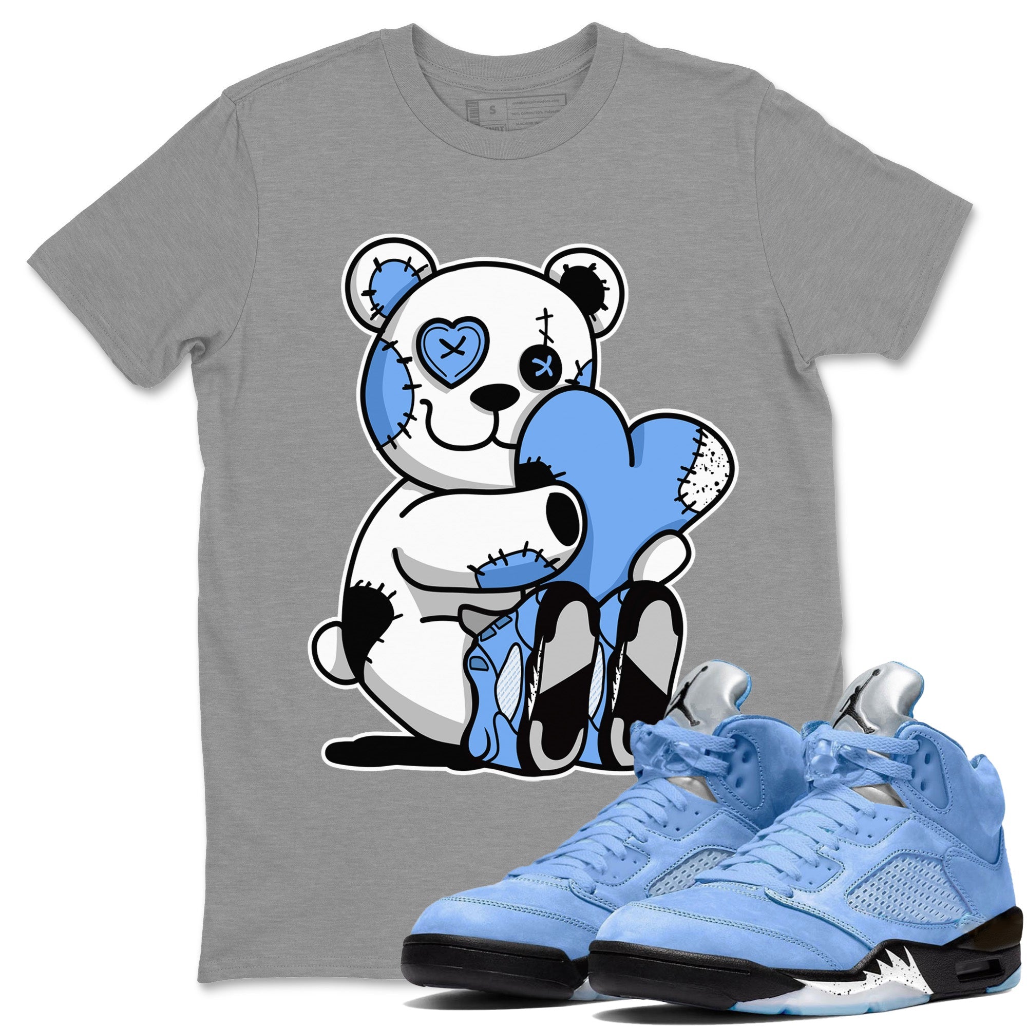 Air Jordan 5 UNC Hugging Bear Crew Neck Sneaker Tees Air Jordan 5 Retro UNC Sneaker T-Shirts Size Chart