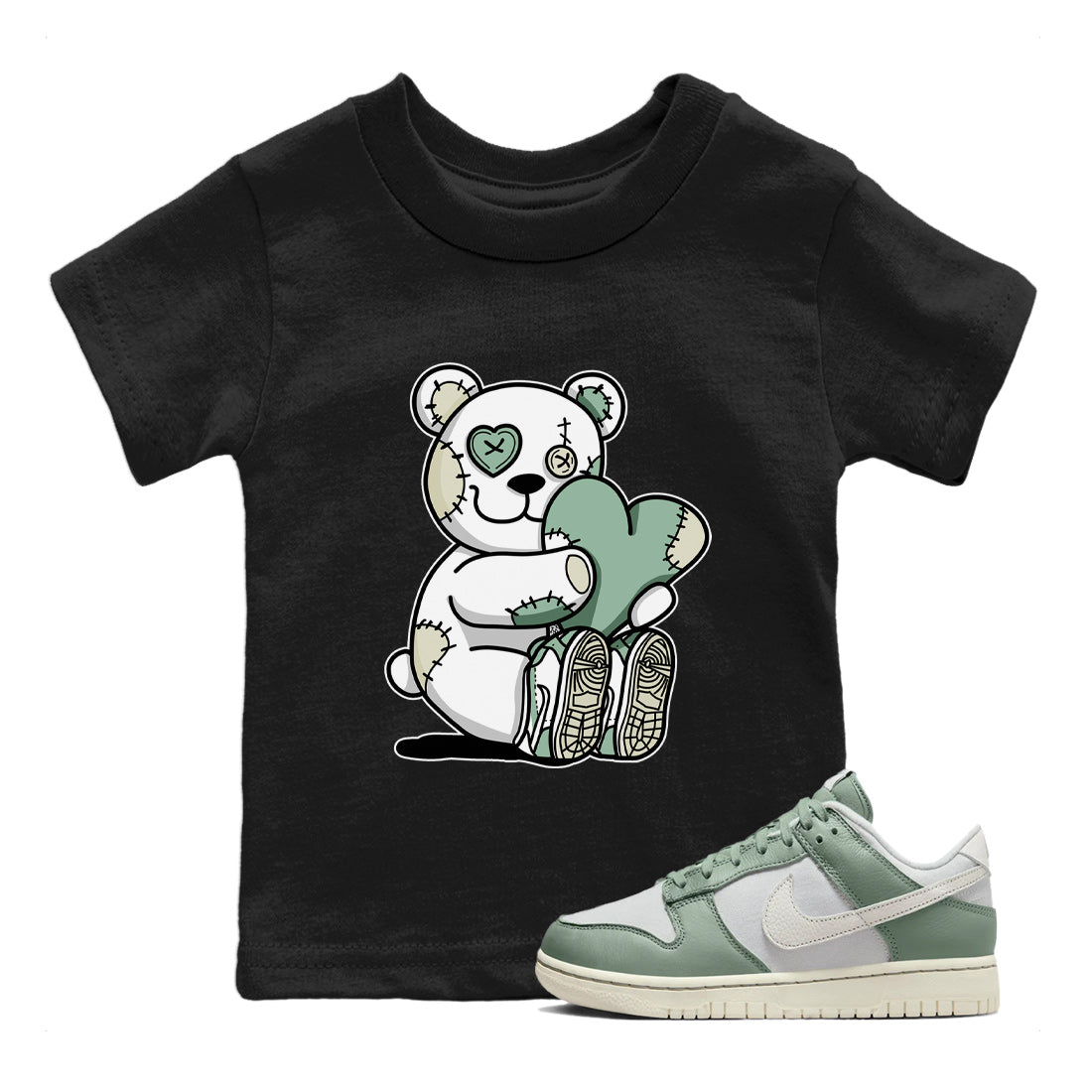 Dunk Low Mica Green Shirts Hugging Bear Streetwear Sneaker Shirt Dunk Mica Green Sneaker Release Tees Kids Shirts Black 1