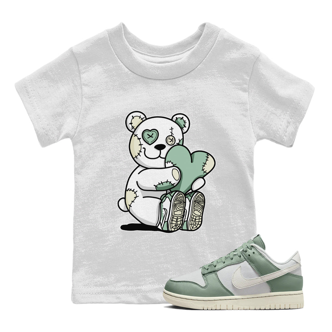 Dunk Low Mica Green Shirts Hugging Bear Streetwear Sneaker Shirt Dunk Mica Green Sneaker Release Tees Kids Shirts White 1