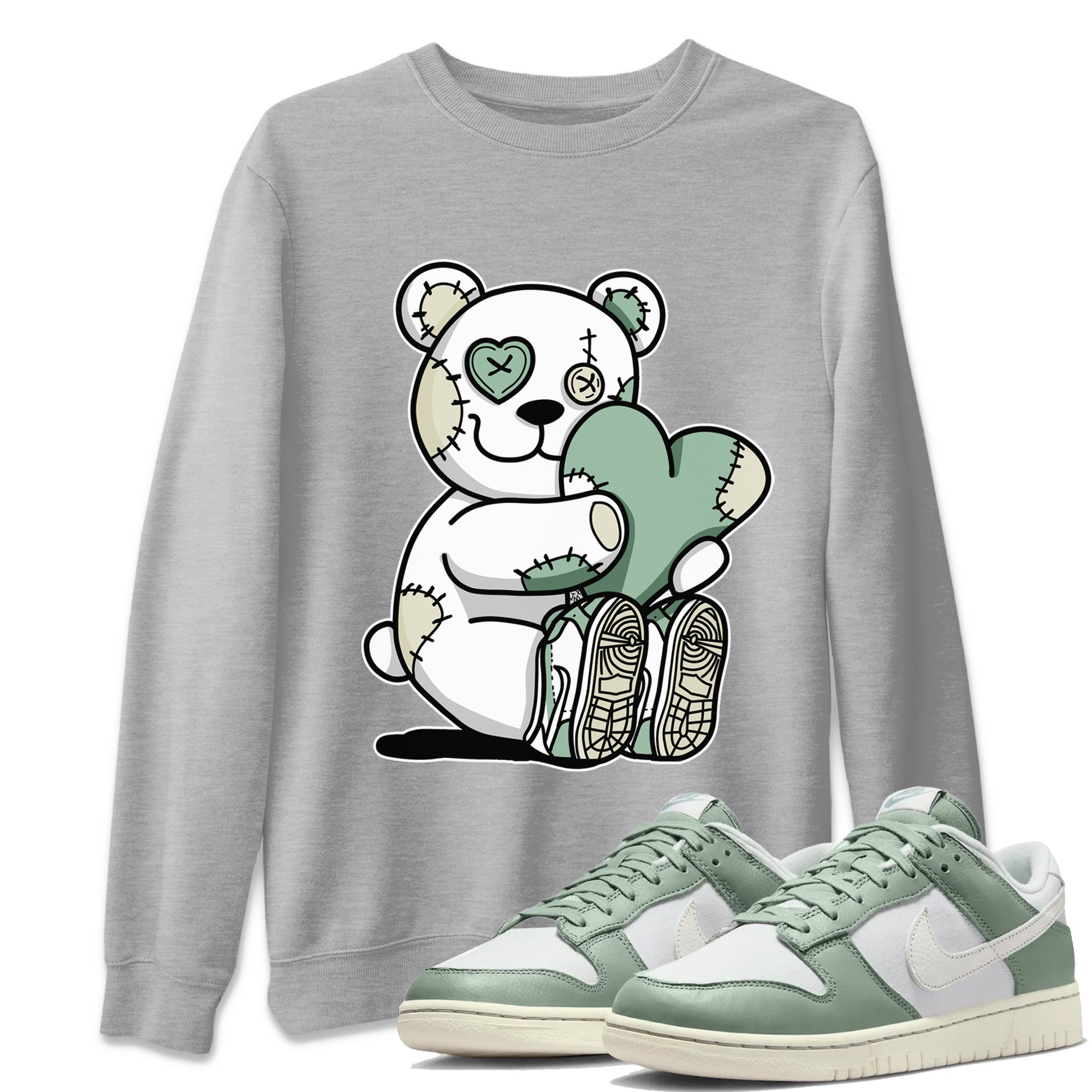 Dunk Low Mica Green Shirts Hugging Bear Streetwear Sneaker Shirt Dunk Mica Green Sneaker Release Tees Unisex Shirts Heather Grey 1