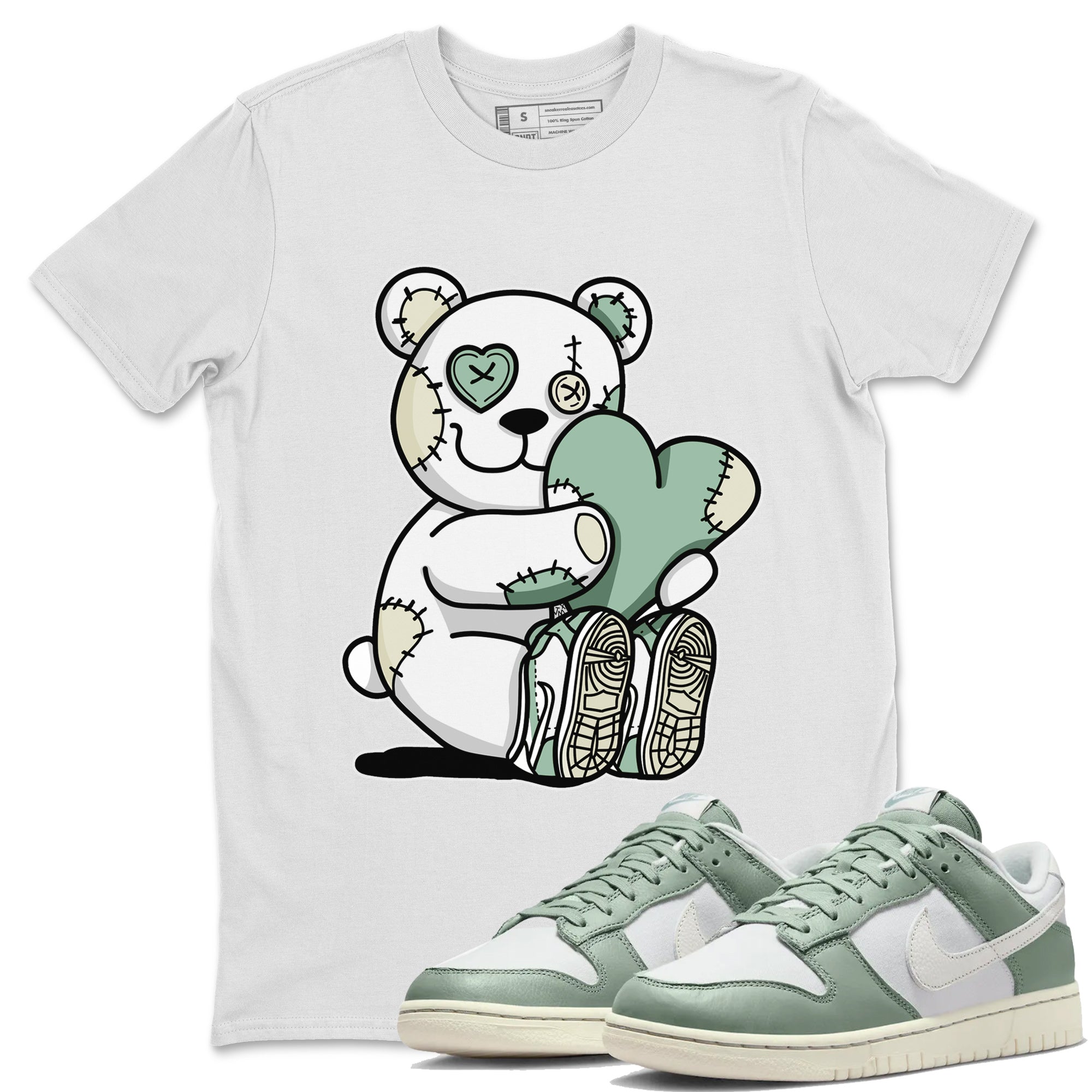 Dunk Low Mica Green Shirts Hugging Bear Streetwear Sneaker Shirt Dunk Mica Green Sneaker Release Tees Unisex Shirts White 1