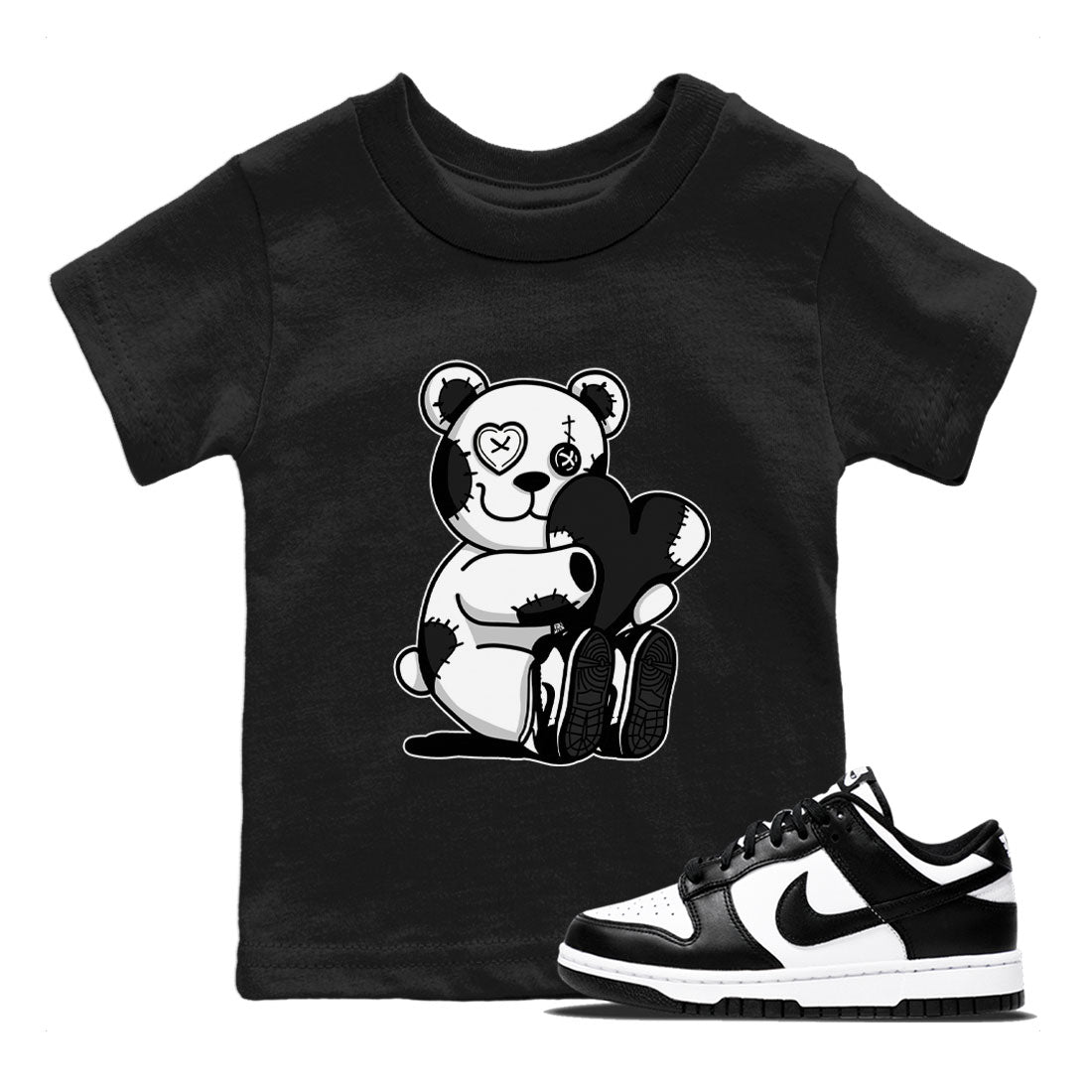 Dunk Panda Sneaker Match Tees Hugging Bear Streetwear Sneaker Shirt Dunk Low Panda Dunks Black White Drip Gear Zone Sneaker Matching Clothing Kids and Baby Youth Shirts Black 1