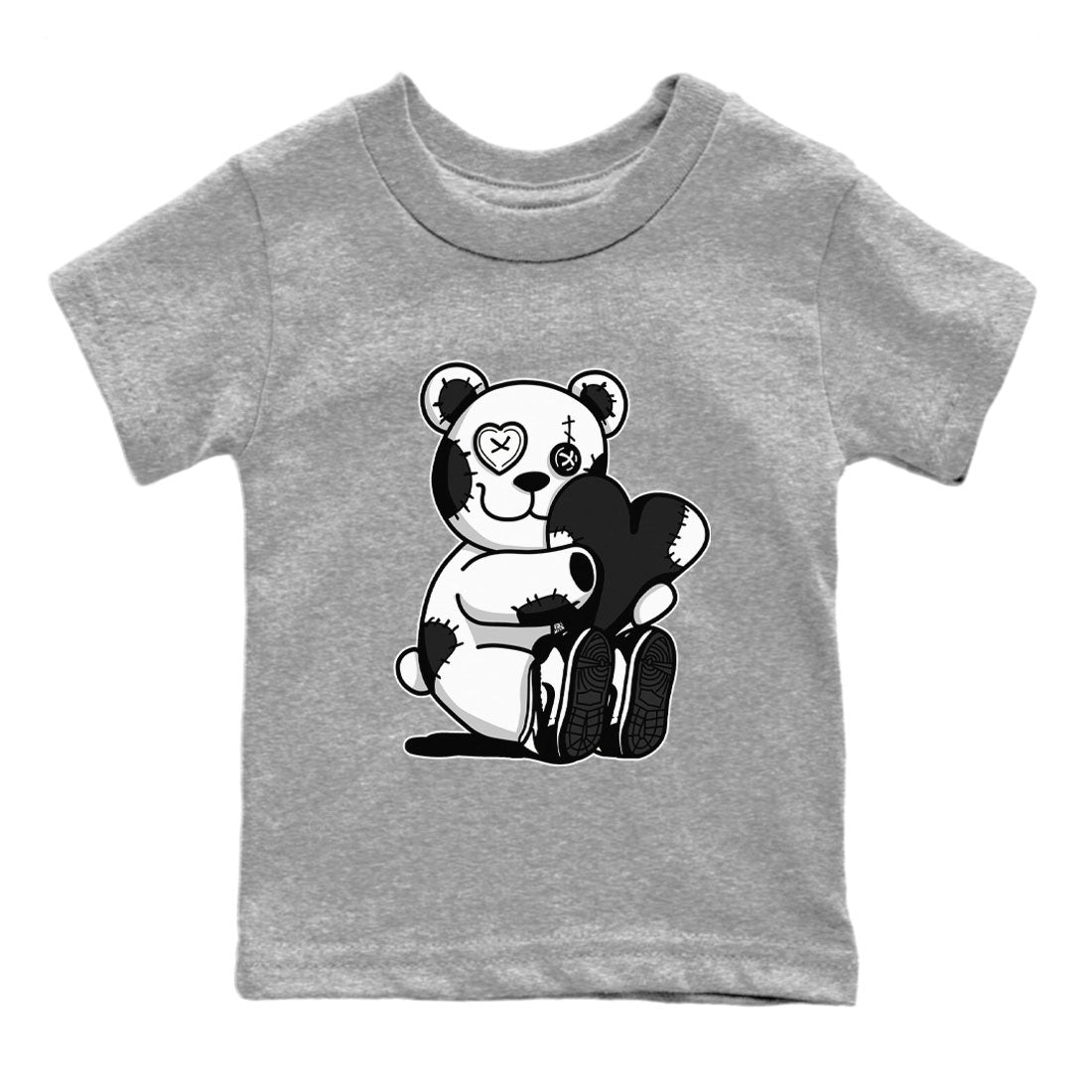 Dunk Panda Sneaker Match Tees Hugging Bear Streetwear Sneaker Shirt Dunk Low Panda Dunks Black White Drip Gear Zone Sneaker Matching Clothing Kids and Baby Youth Shirts Heather Grey 2
