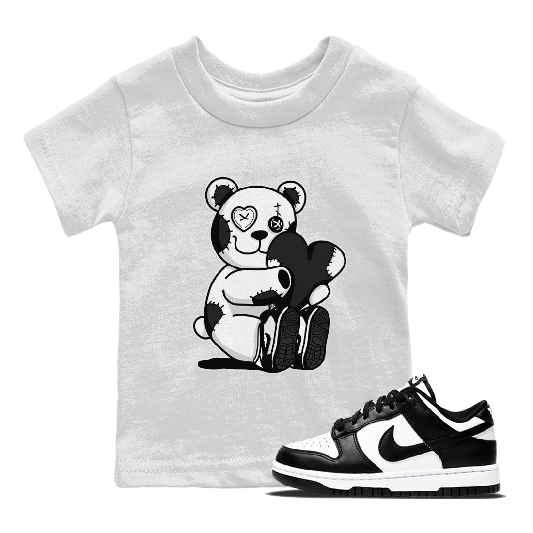 Dunk Panda Sneaker Match Tees Hugging Bear Streetwear Sneaker Shirt Dunk Low Panda Dunks Black White Drip Gear Zone Sneaker Matching Clothing Kids and Baby Youth Shirts White 1