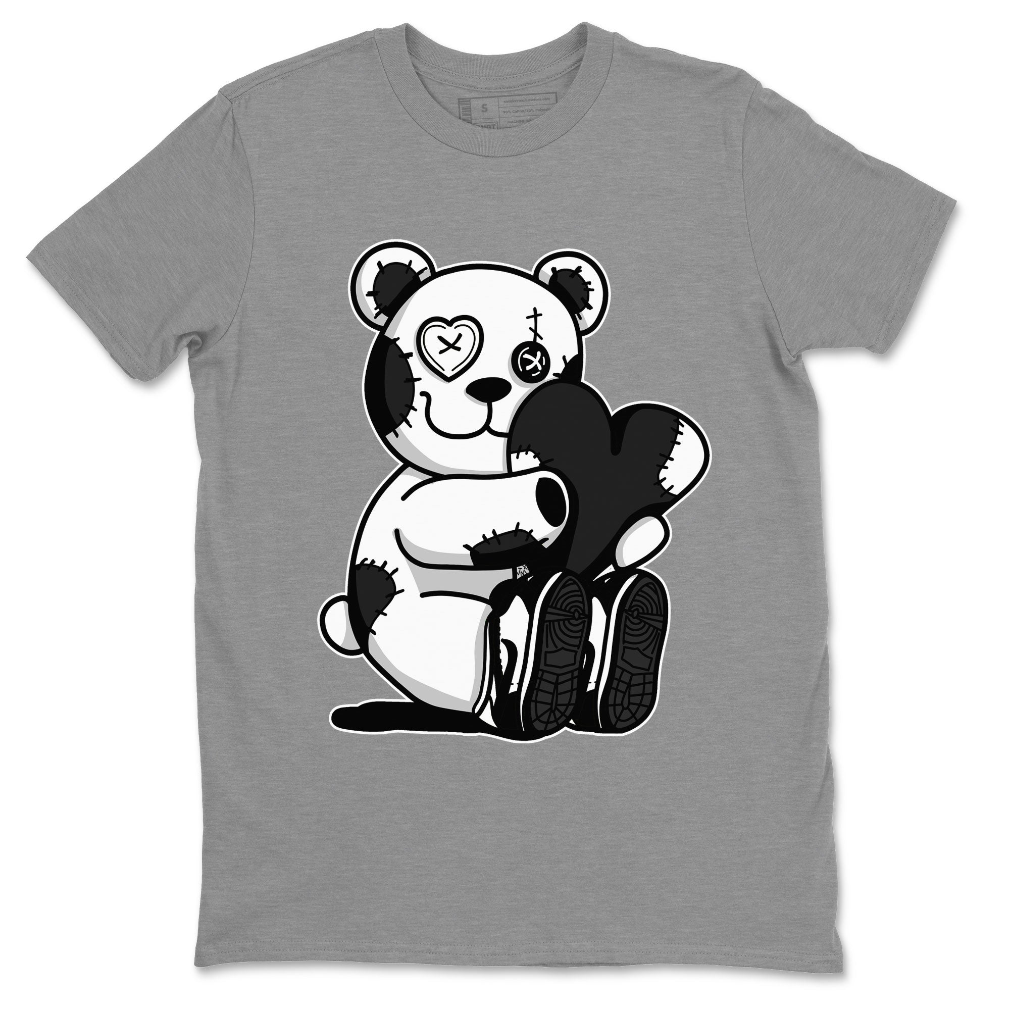 Dunk Panda Sneaker Match Tees Hugging Bear Streetwear Sneaker Shirt Dunk Low Panda Dunks Black White Drip Gear Zone Sneaker Matching Clothing Unisex Shirts Heather Grey 2