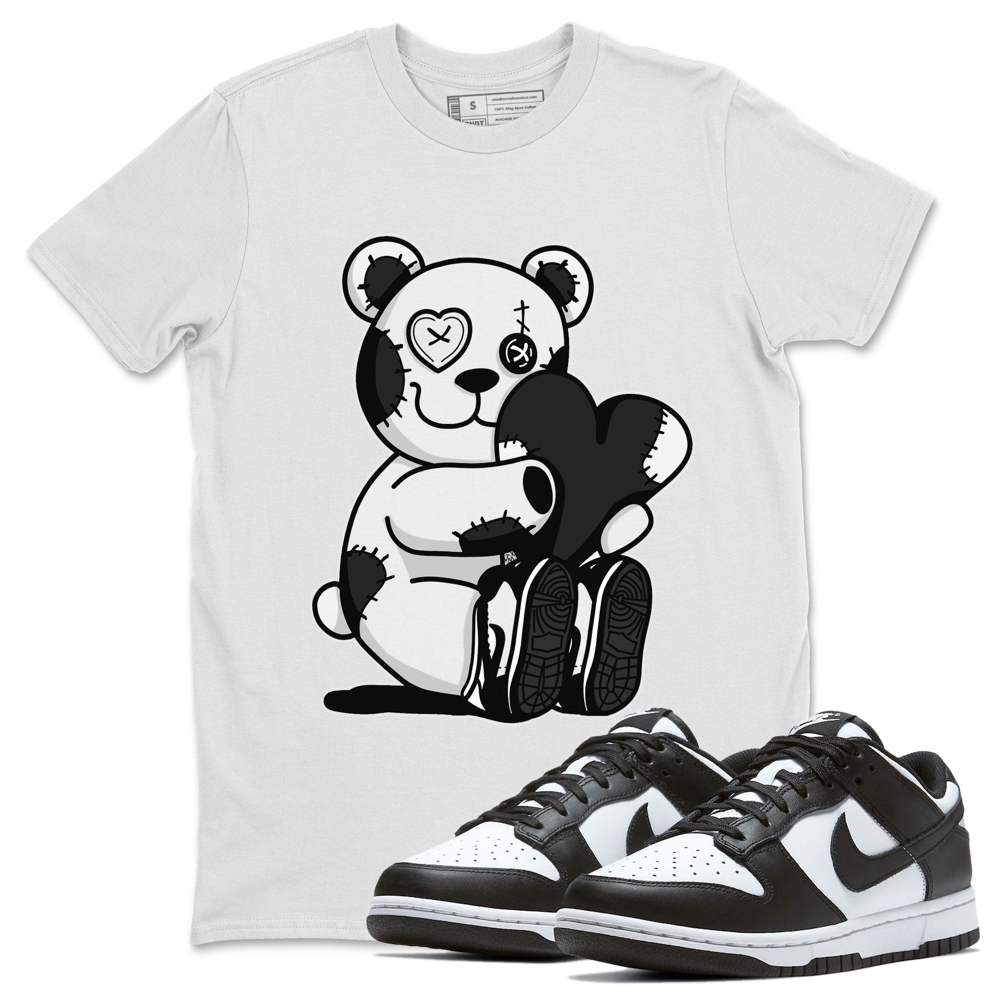 Dunk Panda Sneaker Match Tees Hugging Bear Streetwear Sneaker Shirt Dunk Low Panda Dunks Black White Drip Gear Zone Sneaker Matching Clothing Unisex Shirts White 1