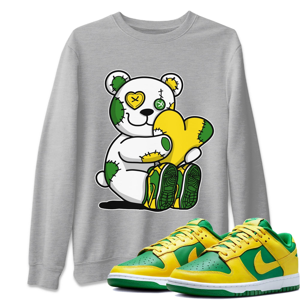 Dunk Reverse Brazil Sneaker Match Tees Hugging Bear Sneaker Tees Dunk Reverse Brazil Jordan to match sneaker T-Shirt Crew Neck Shirts
