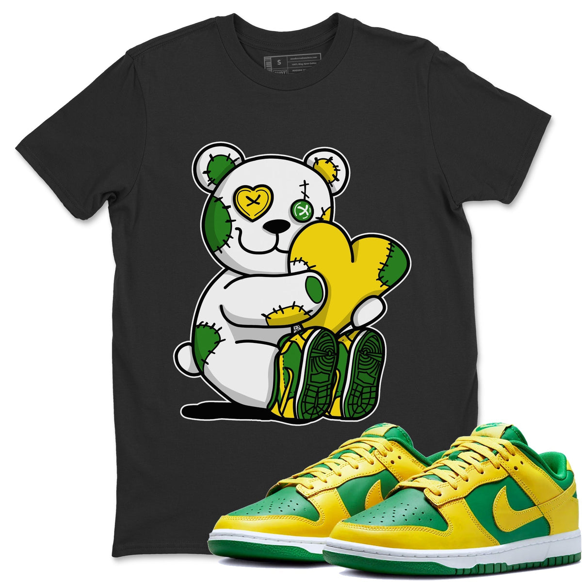 Dunk Reverse Brazil Sneaker Match Tees Hugging Bear Sneaker Tees Dunk Reverse Brazil Jordan to match sneaker T-Shirt Crew Neck Shirts