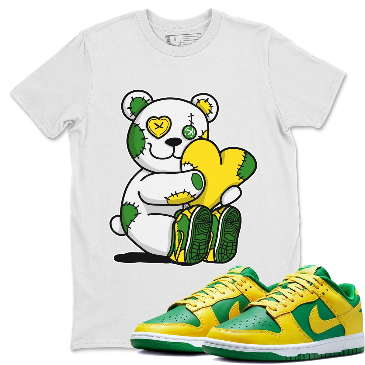 Dunk Reverse Brazil Sneaker Match Tees Hugging Bear Sneaker Tees Dunk Reverse Brazil Jordan to match sneaker T-Shirt Crew Neck Shirts