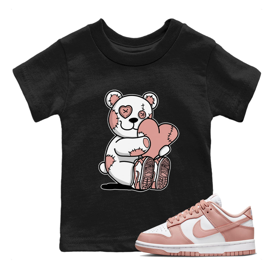Dunk Low WMNS Rose Whisper shirt to match jordans Hugging Bear Streetwear Sneaker Shirt Dunk Rose Whisper Drip Gear Zone Sneaker Matching Clothing Baby Toddler Kids Black 1 T-Shirt