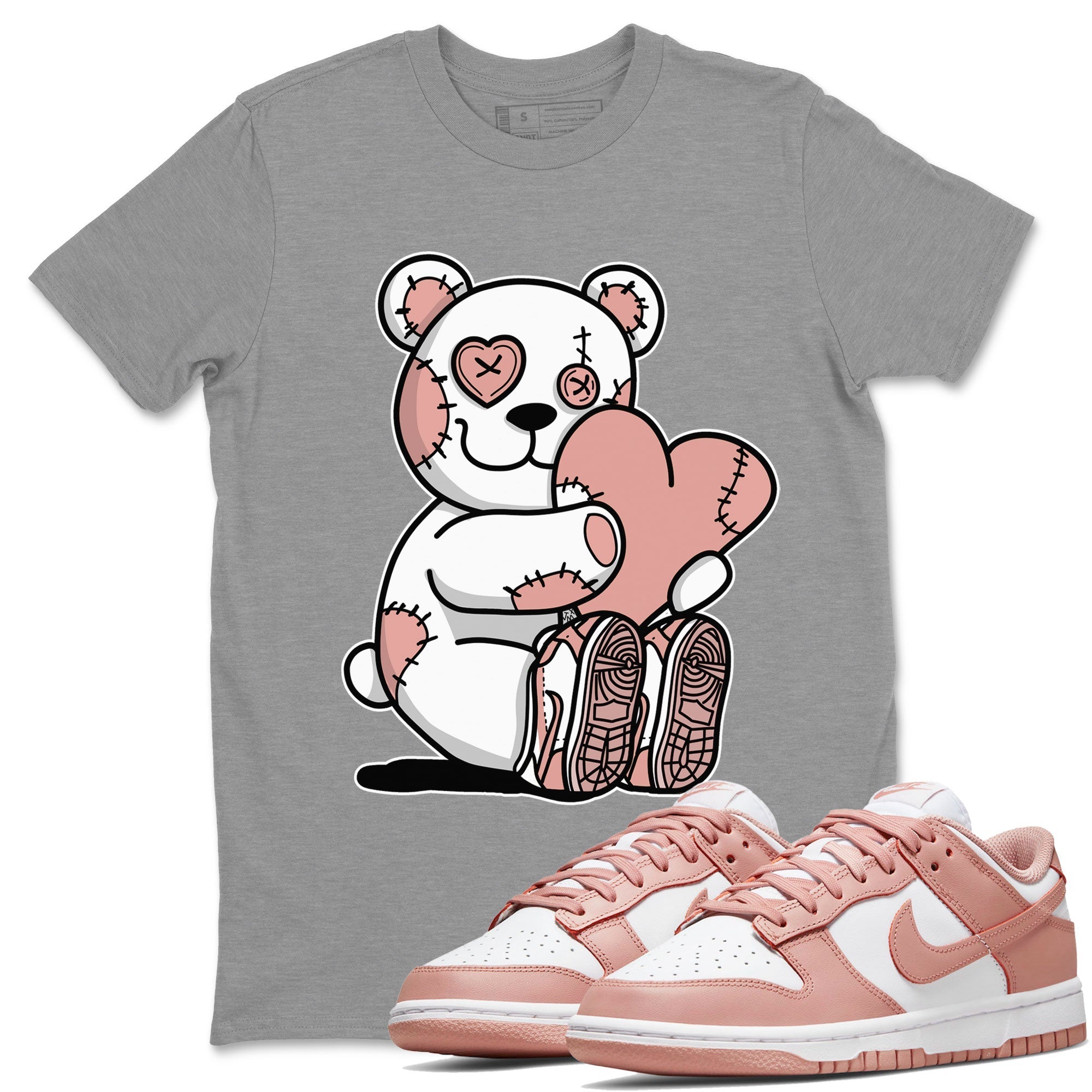Dunk Low WMNS Rose Whisper shirt to match jordans Hugging Bear Streetwear Sneaker Shirt Dunk Rose Whisper Drip Gear Zone Sneaker Matching Clothing Casual Unisex shirts Heather Grey 1 T-Shirt