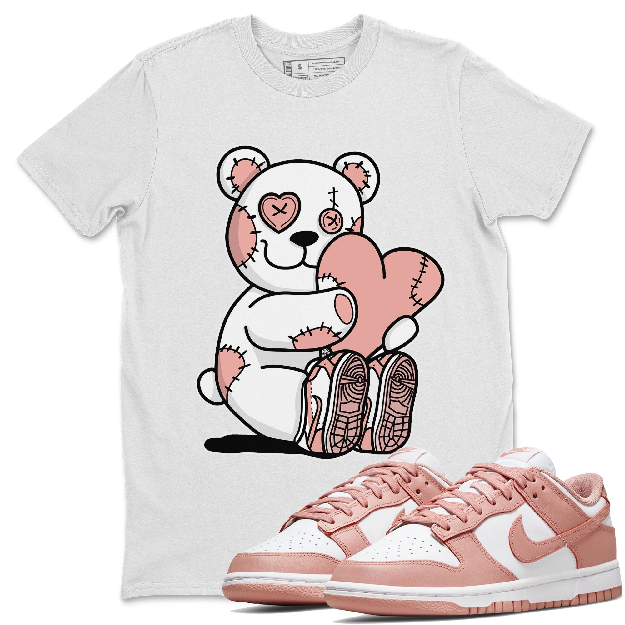 Dunk Low WMNS Rose Whisper shirt to match jordans Hugging Bear Streetwear Sneaker Shirt Dunk Rose Whisper Drip Gear Zone Sneaker Matching Clothing Casual Unisex shirts White 1 T-Shirt